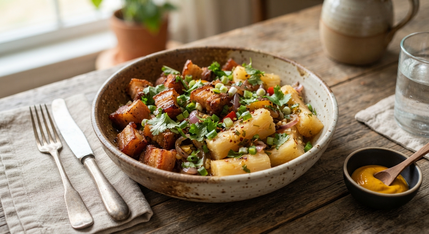 Leftover Pork Belly and Yuca Bowl