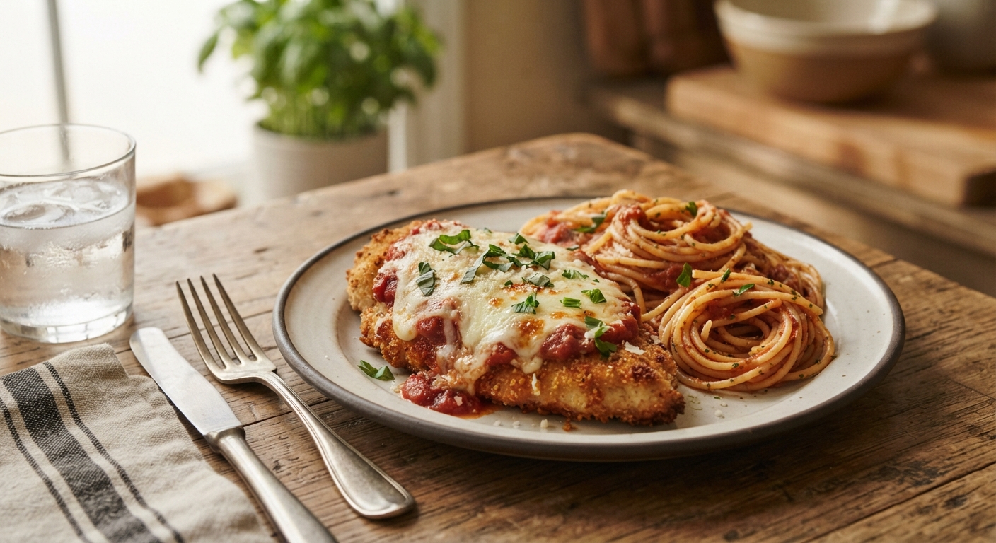Chicken Breast Parmesan with Pasta