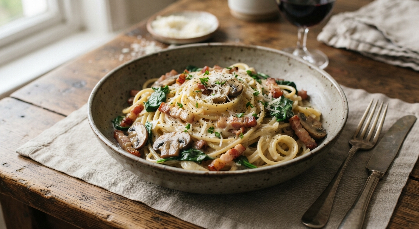 Creamy Bacon and Mushroom Pasta